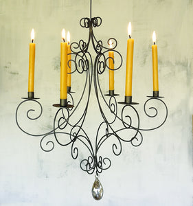 Wire Chandelier for Taper Candles - Rust