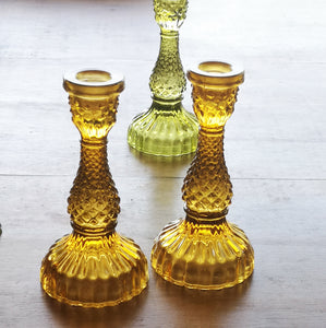 Tilda Glass Candlesticks Amber - pack of 2