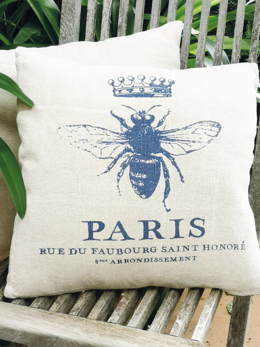 French Style Linen mix Cushion  - Queen Bee Paris