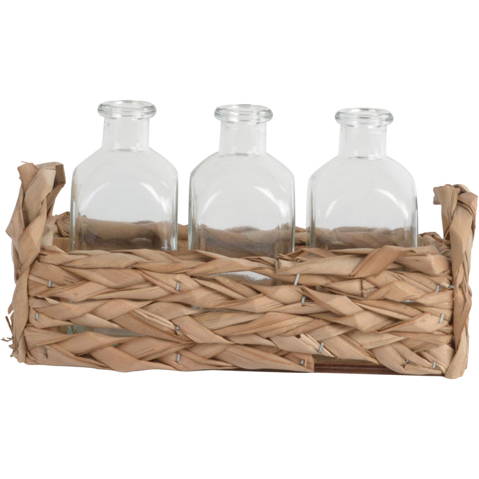 Straw Basket with 3 Bottles