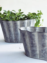 Load image into Gallery viewer, Zinc Fluted Oval Planters - Set of 2
