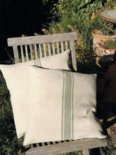 Load image into Gallery viewer, Linen Blend Mix Stripe Olive Cushion