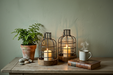 Load image into Gallery viewer, Wire Storm Lantern Wooden Base