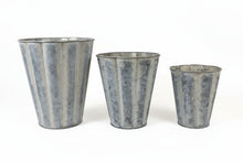 Load image into Gallery viewer, Zinc Fluted Long Tom - Set of 3