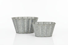 Load image into Gallery viewer, Zinc Fluted Oval Planters - Set of 2