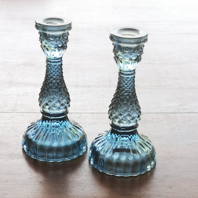 Tilda Glass Candlesticks Ink - pack of 2