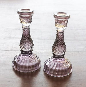 Tilda Glass Candlesticks Heather - pack of 2