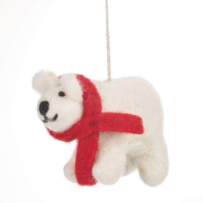 Handmade Felt Polar Bear Decoration